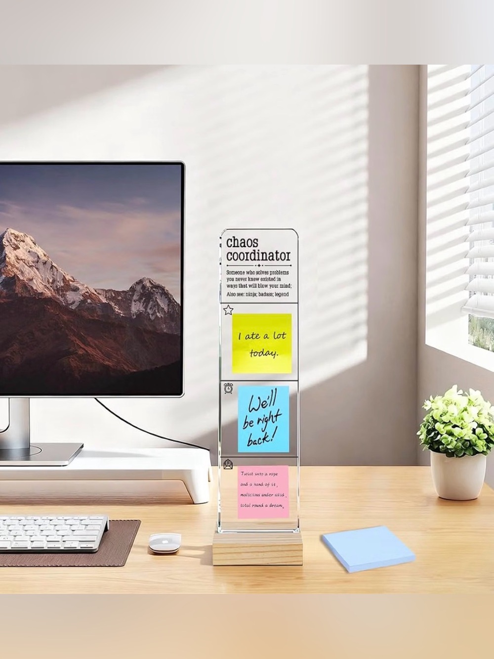 Chaos Coordinator Acrylic Desk Organizer w/stand & sticky note pads - Picture 4 of 12